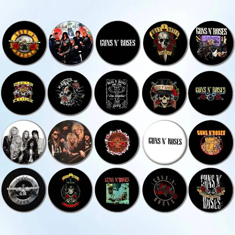 Vintage Rock Musik Band G-Guns-N-Roses Abzeichen Runde Brosche Niedliche Cartoon Idol Cosplay Abzeichen DIY Rucksack Kleidung Schmuck Pins