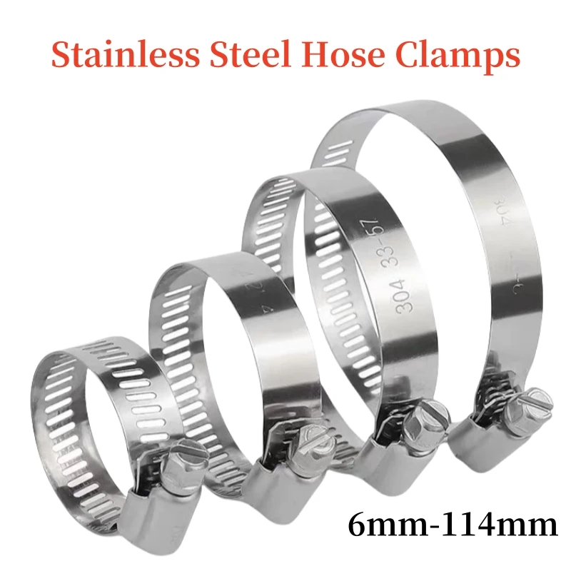 

1pcs Stainless Steel Drive Hose Clamps, Adjustable Water Pipe Gear, Worm Fuel Tube, Spring Cramps, Fixed Clip, 6mm ~ 114mm