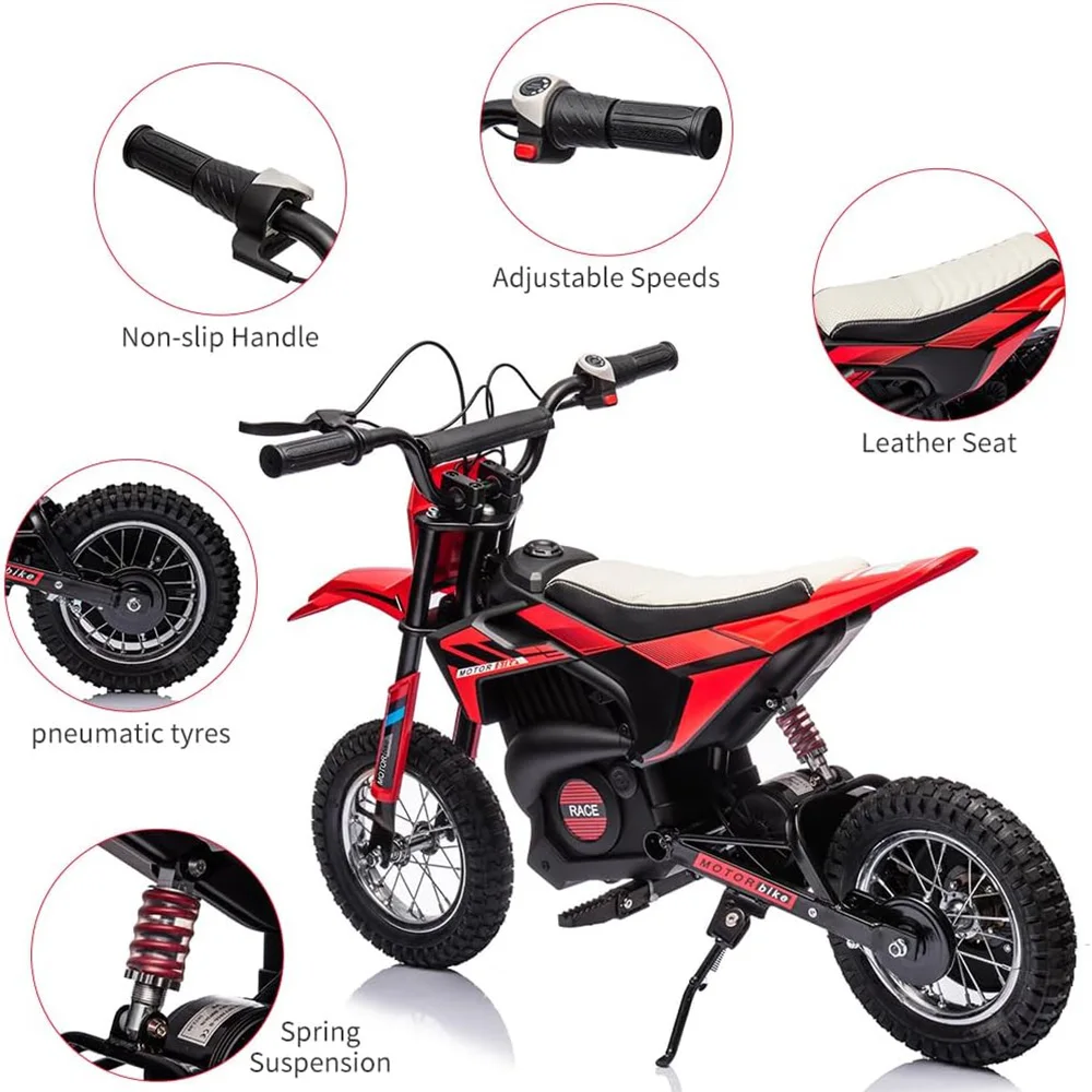 24 فولت 9AH أطفال ركوب على دراجة نارية التصوير الدعامة 13.6MPH على الطرق الوعرة موتوكروس الكهربائية مع محرك 250 واط مكبح قرصي الإطارات المملوءة بالهواء