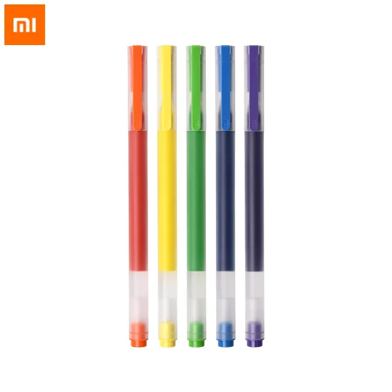 5pcs Xiaomi 0.5mm Super Durable Write Gel Pen Colorful Version Office Signature Pen Mijia Sign Pen Ink Study Stationery Gelpen