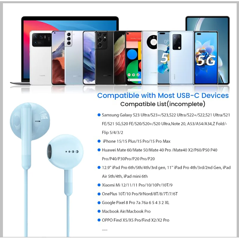 For Samsung Headphones HiFi Surround Sound DAC Chip USB Type C 3.5mm Music Wired Earbuds For Galaxy S24 S23 S22 Ultra note 20 10