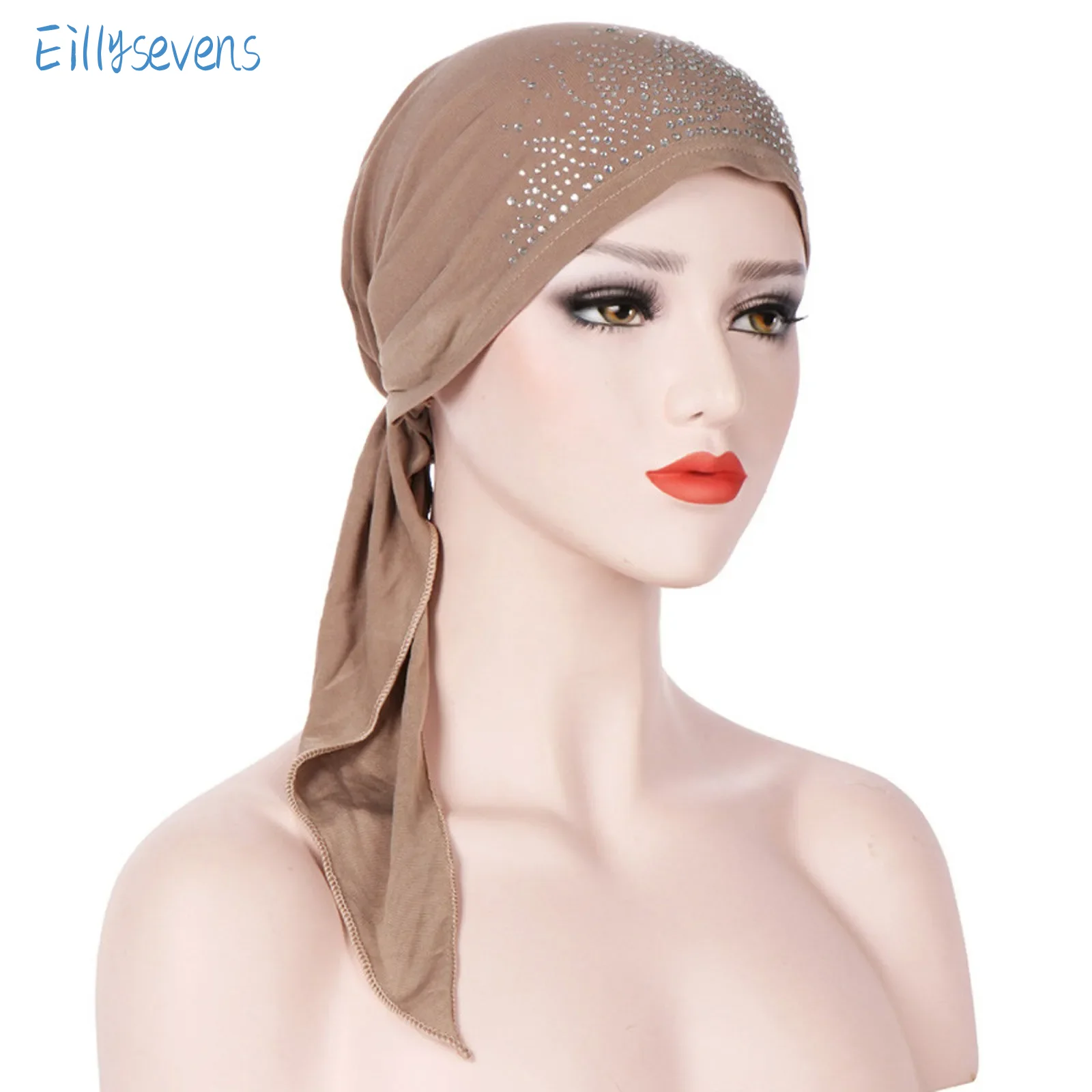 

8pcs Muslim Women Hijabs Stretch Solid Wrinkle Turban Hat Cancer Chemo Beanies Caps Pre-Tied Scarf Headwear Headwrap