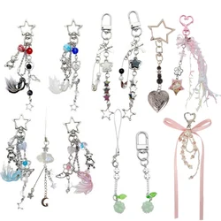 Y2K Bow Heart Fish Star Keychain Vintage Metal Bowknot Key Ring Fashion Car Handbag Decoration Pendant Accessories