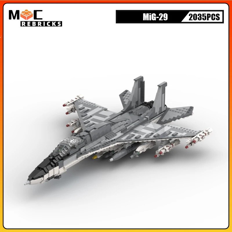 

WW2 Military Weapons Russian Air Force MiG-29 Fighter MOC Building Blocks Aircraft Model Technology Bricks Toys Children Gift