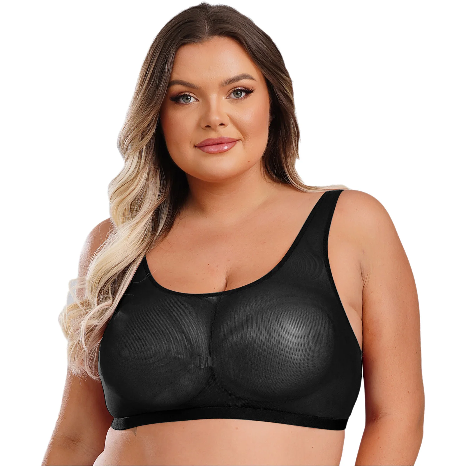 

Women Sissy Bras Sheer Mesh Plus Size Bralettes Breathable See Through Mesh Underwear Dating Night Mesh Bra Nightclub Wear