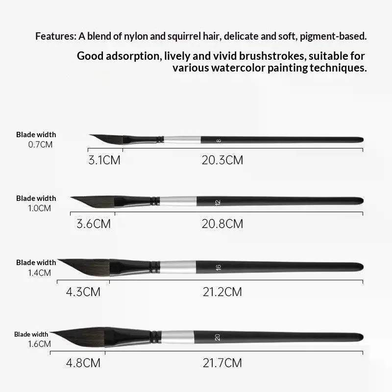 Shaped Painter Gouache Brush Set Nylon Watercolor Pen for Professional Art Painting Drawing and Craftmaking Projects