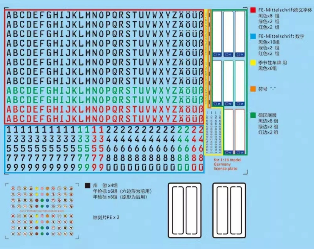 1/14 Tractor Trailer License Plate Diy Sets fit Tamiya 770s 56368 Actros 1851 MAN TGX King Hauler FH12 FH16 RC Truck 1 14 RC Toy