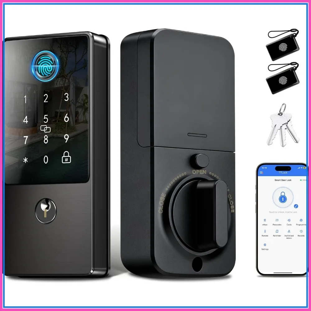 Biometric Smart Lock Deadbolt Keyless Entry Door Lock App Control Remote Code Generation Fingerprint Keypad Auto-Lock Anti-Peep