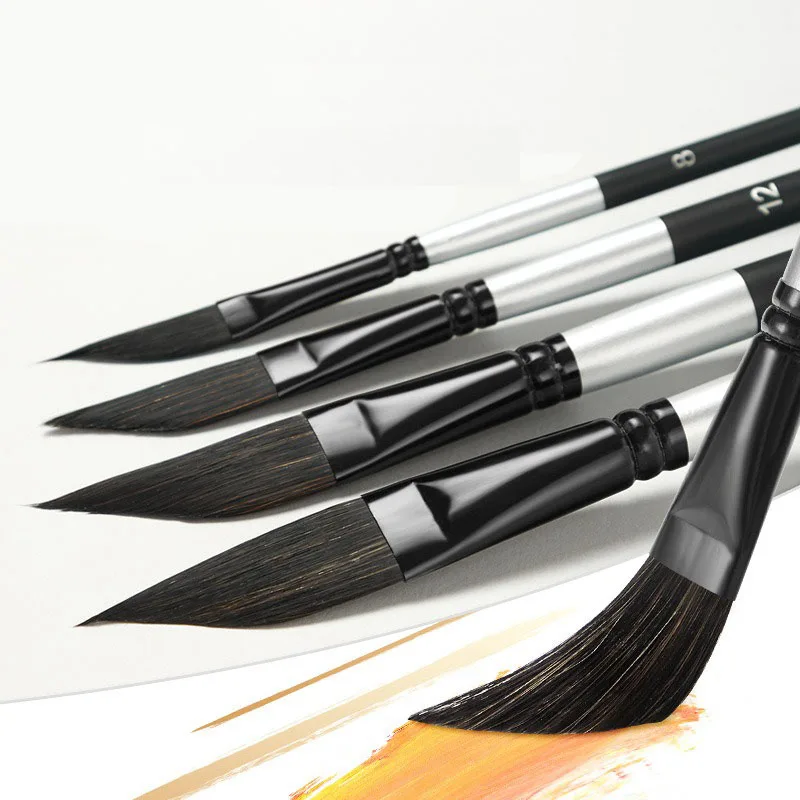 4-pcs nylon hair knife-shaped watercolor pen set gouache painting pen hand-painted art drawing brush