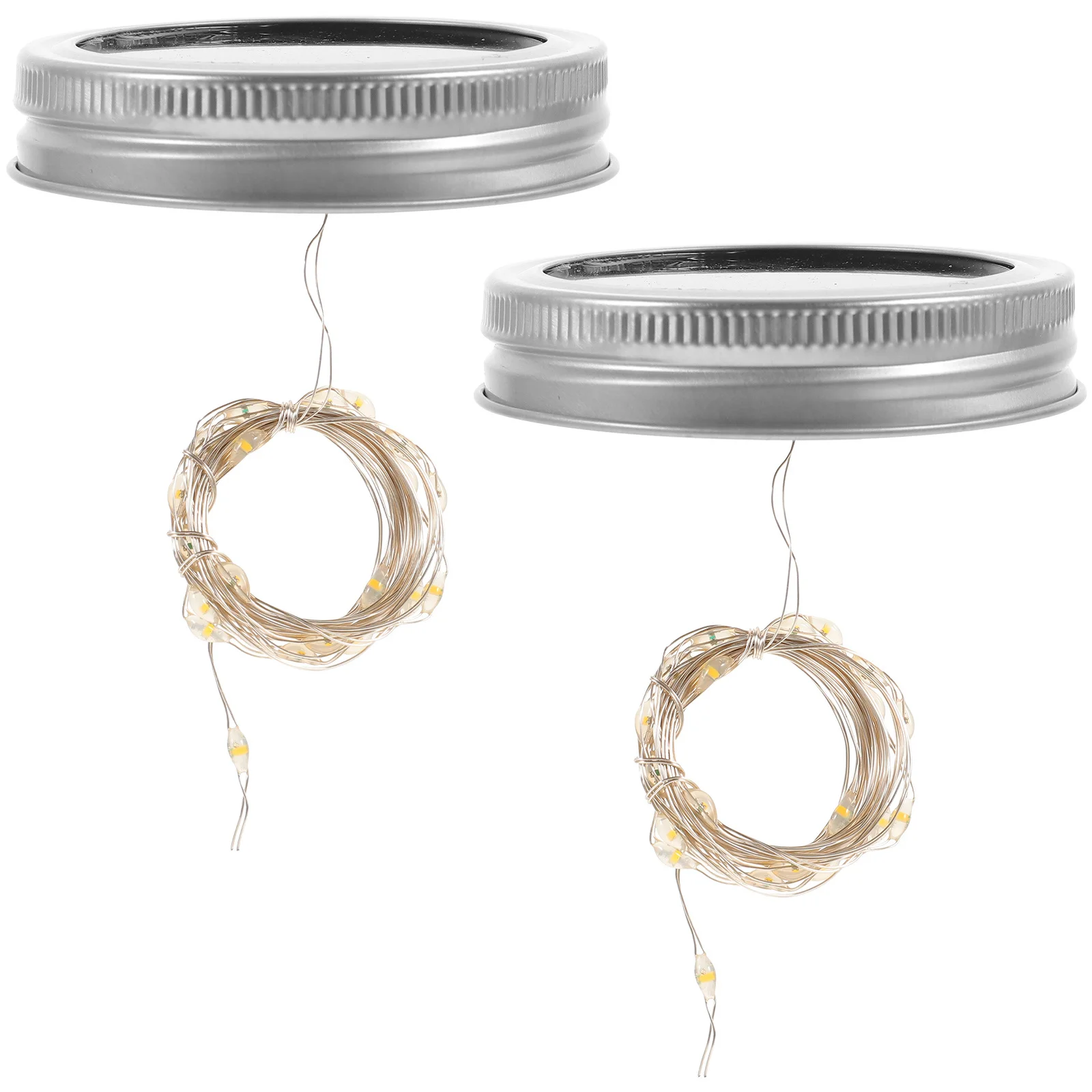 

2Pcs Solar Jar Lid String Lights Warm White LED Solar String Light Decorative Lamp Garden Outdoor