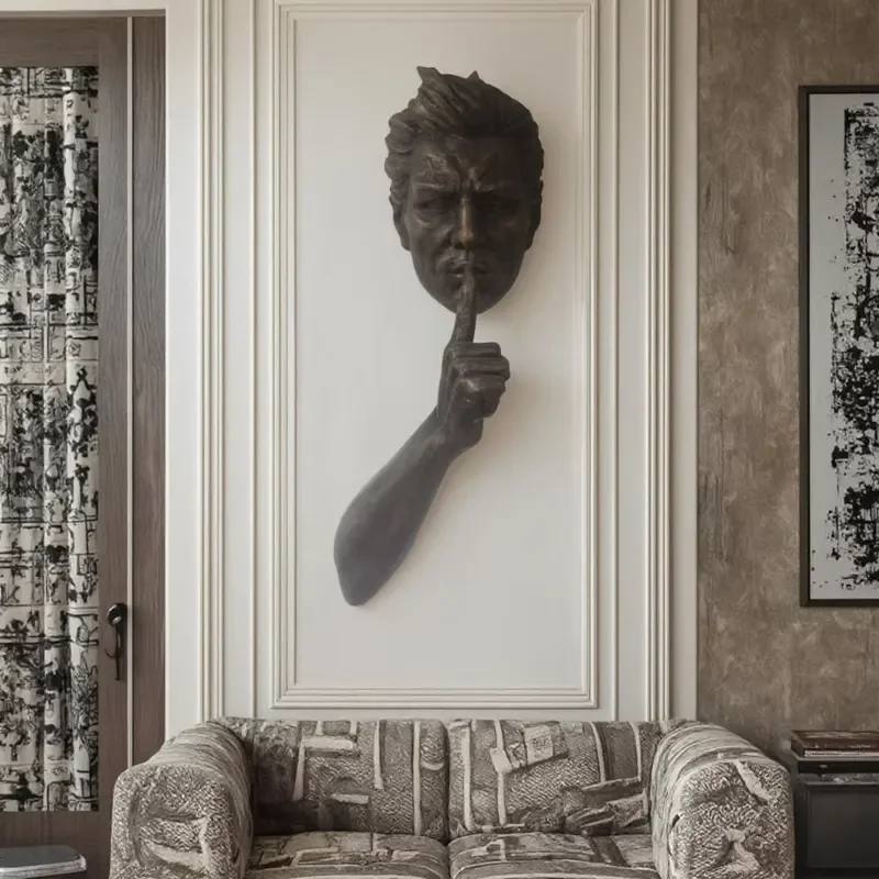 Modern Bronze Man Sculpture Decorative Wall Art Cast in Metal