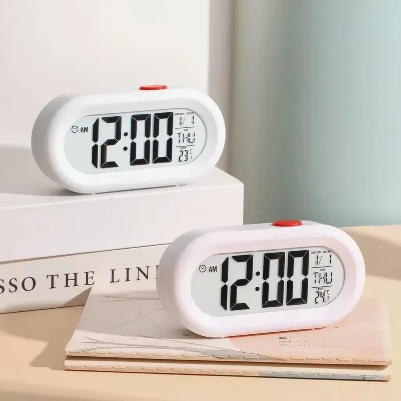 for Student Bedside Electronic  Backlight Alarm Clock Timer Voice Broadcast Modern Simple Design Decorative Glass Clock