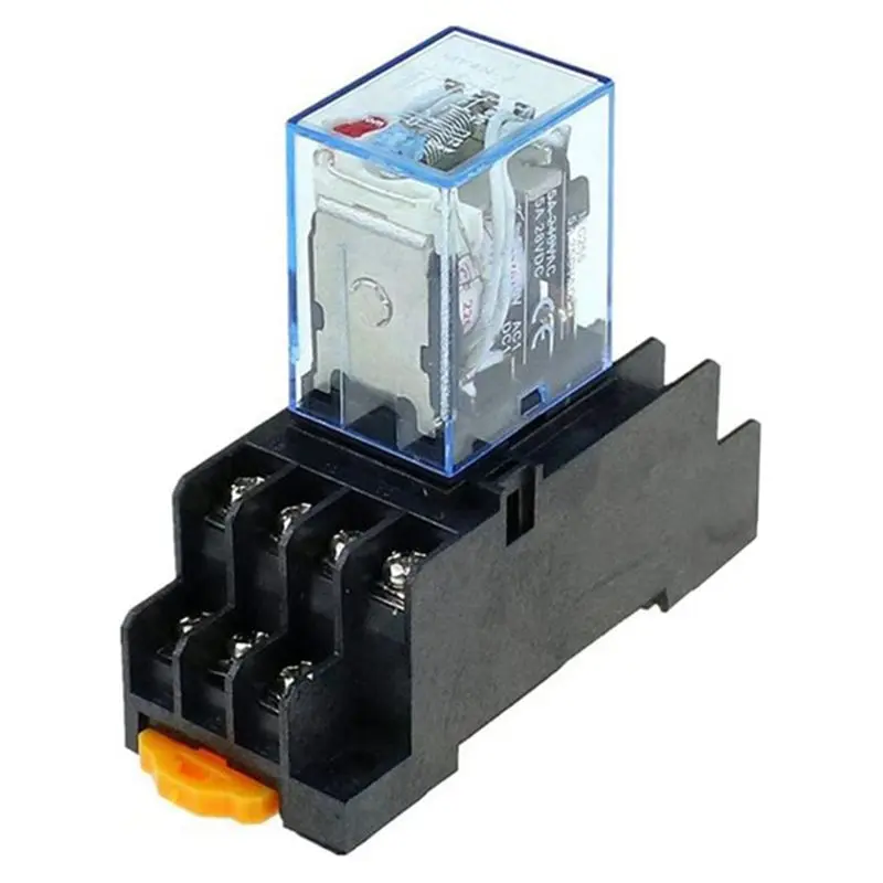 Premium-MY4NJ Power Relay 5Pcs AC220V 14PIN DPDT DIN Rail Mount With Socket Base Industrial Control