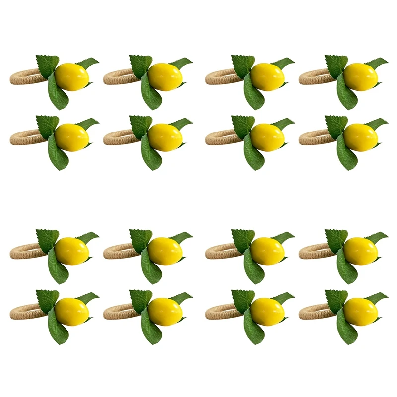 

16Pcs Simulation Lemon Plant Napkin Ring Fruit Meal Buckle Hotel Model Room Napkin Ring Napkin Buckle Party Supplies