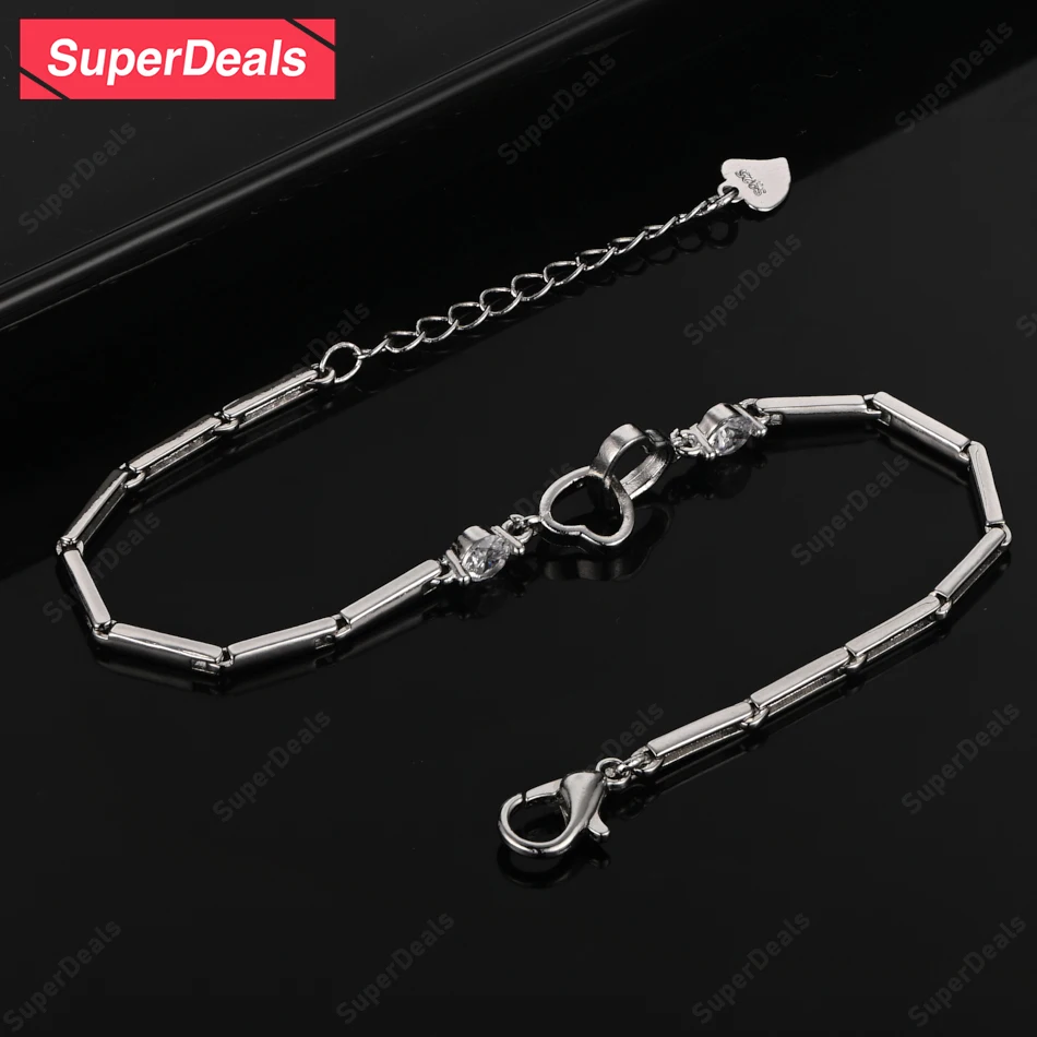 

SuperDeals AAA Zircon 925 Sterling Silver Lovers Heart Bracelet Lady Beautiful Wedding Happy Party Cute Sweet Gift Jewelry