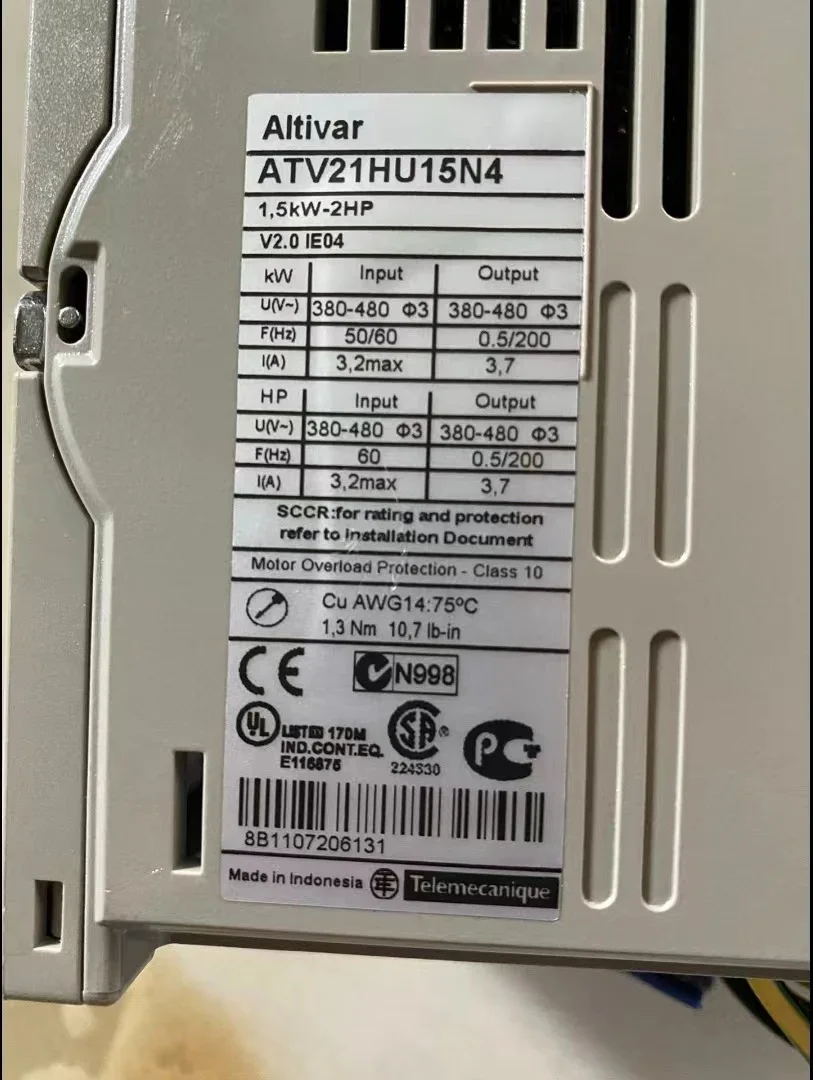 ATV21HU15N4 Used inverter 1.5kW/2HP 380/480V~ ATV21HU15N4 function operation ok