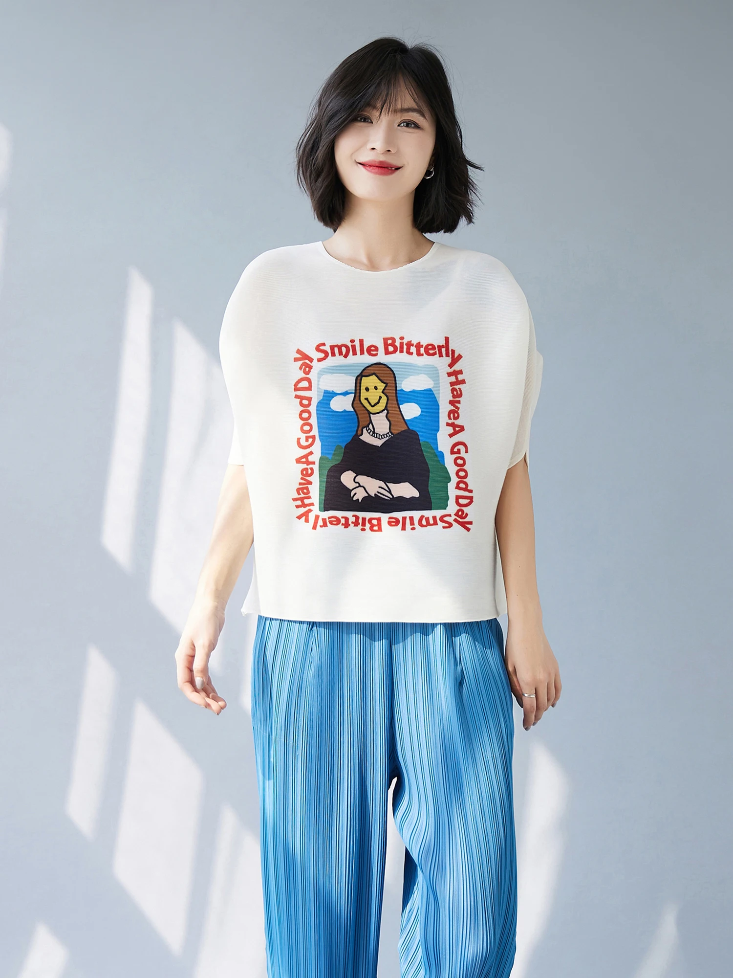Loose Fit Short Sleeve T-Shirt Women's Korean Style Printed Thin Large Size Cover Belly Versatile Top Summer New Arrival