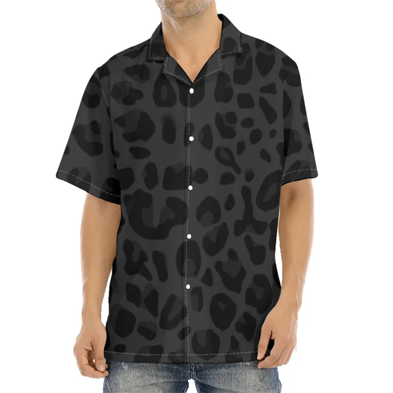 Camisas masculinas com estampa leopardo 3D, estilo Harajuku, camisas legais de manga curta, streetwear casual, blusas infantis da moda, verão