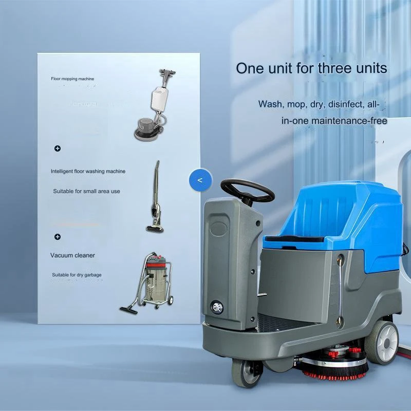 Washing, scrubbing and suction three-in-one commercial mopping machine, shopping mall cleaning sweeper and floor scrubber