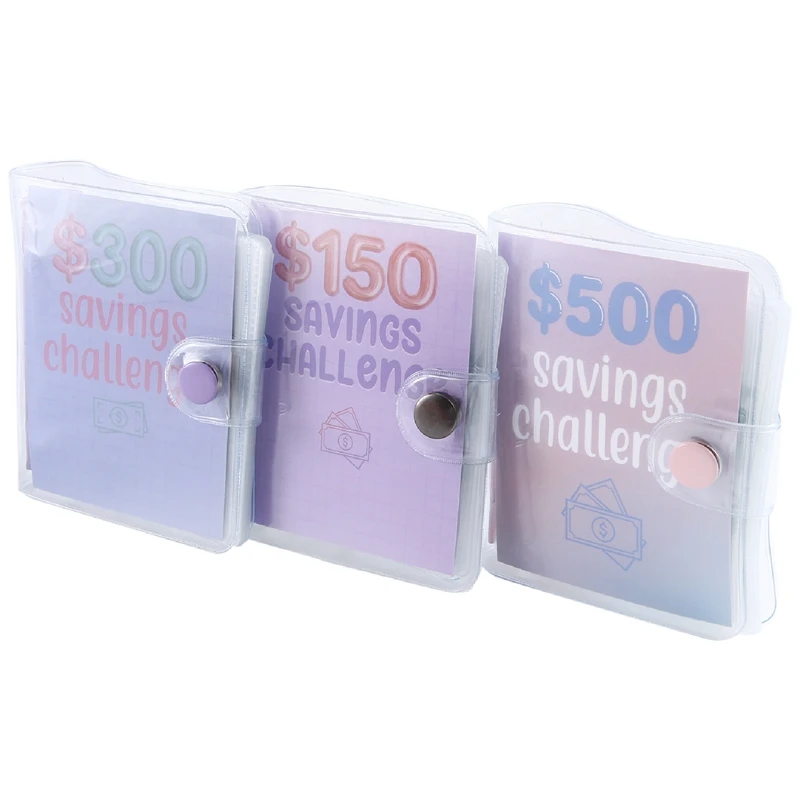 3 Piece Mini Binder Savings Challenge As Shown PVC Cash Envelope Wallet Budget Binder Notebook Budget