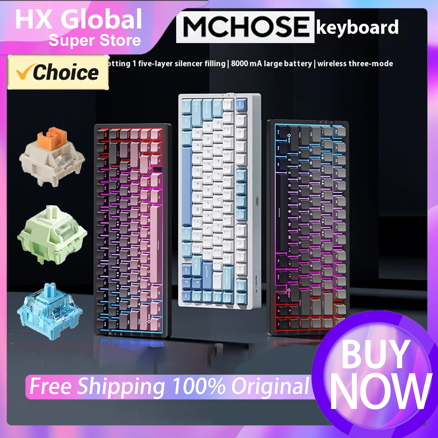 MCHOSE G75 Pro Mechanical Keyboard 2025 Desktop Tri-Mode Gaming Wireless Hot Swap Gasket Laptop Gamer Customized Accessories