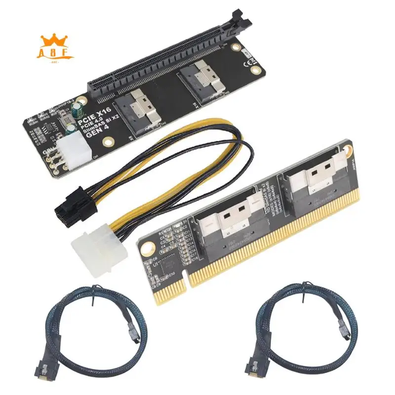 

A08E-2Port Slimsas 8I X2 To Pcie 4.0 X16 Карта расширения PCI-E 4.0 16X To Slimsas 8I X2 SFF8654 Видеокарта Карта адаптера графического процессора