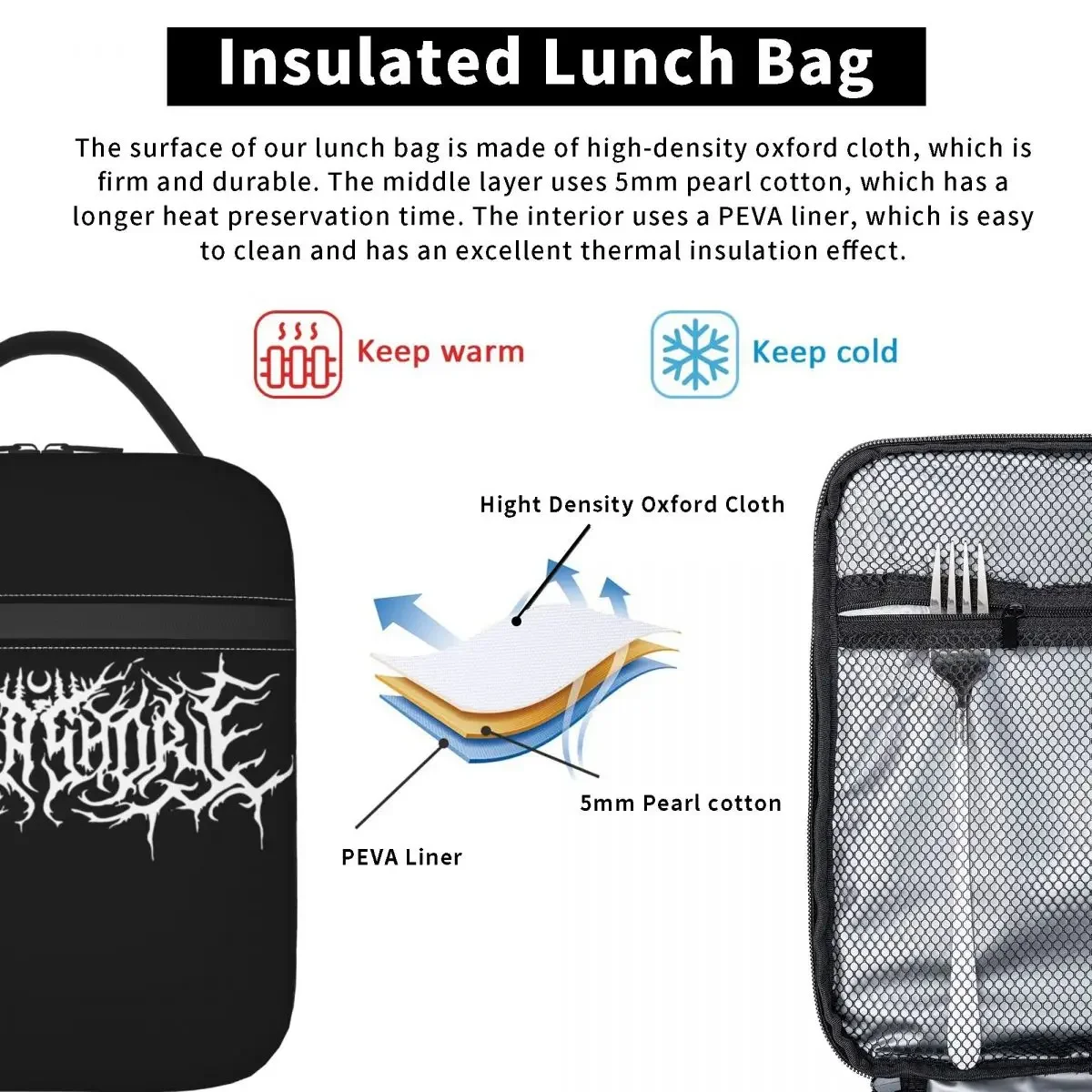 Lunch Bag com isolamento térmico com logotipo Lorna Shore para homens e mulheres, alta capacidade, reutilizável, sacola, lancheira, escritório, viagem