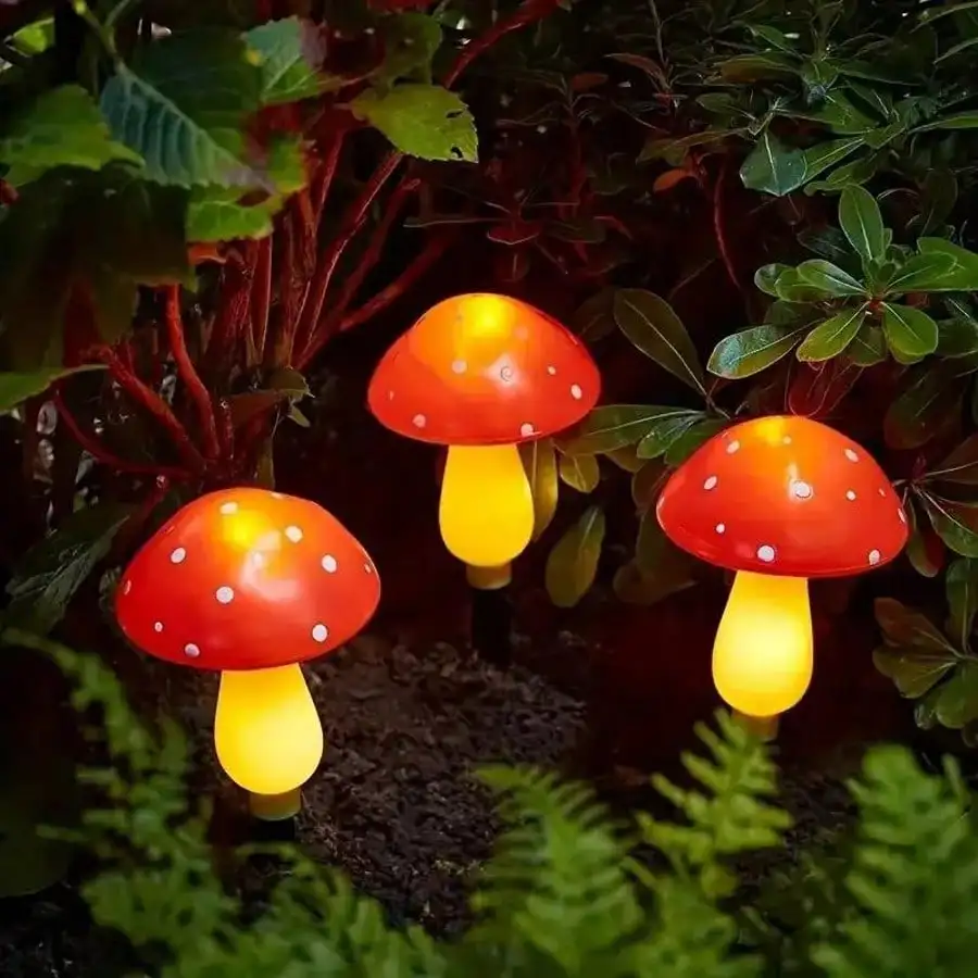 8/12/20 luci solari a forma di fungo rosso, LED caldo per la decorazione del letto di fiori della recinzione del giardino