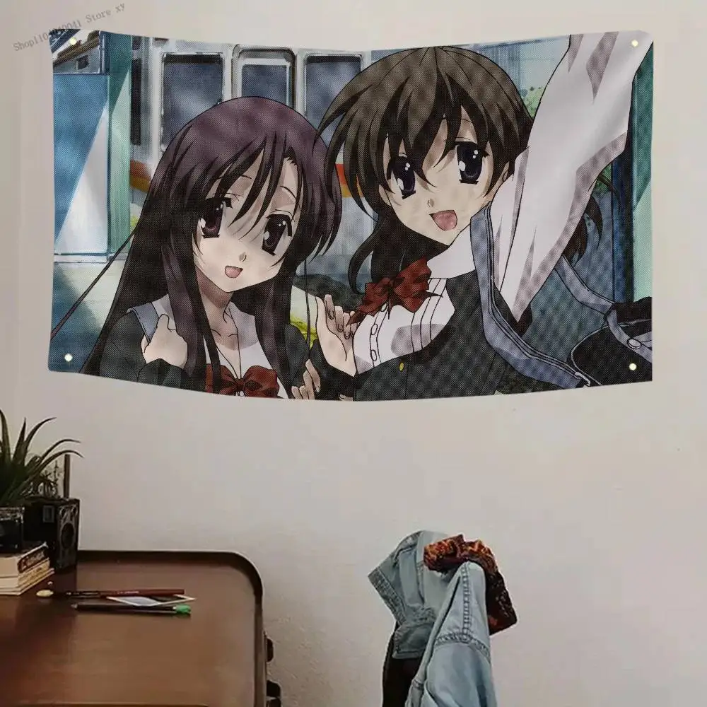 1pc Anime S-School Days K-katsura K-kotonoha Flag Banners Four Hole Flag Polyester Outdoor Decor Room Aesthetic
