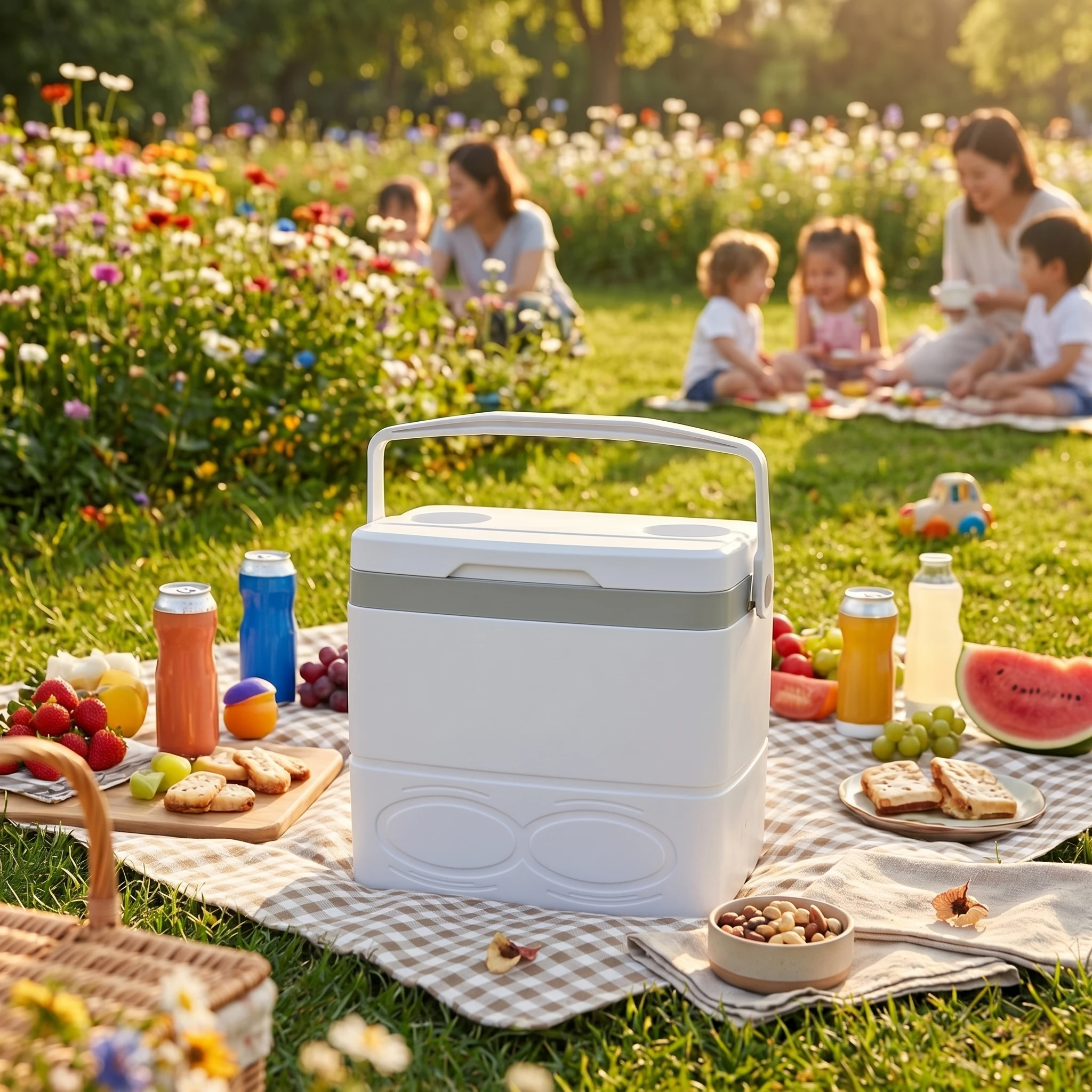 Insulated Cooler Box Locking Clasps Portable Cooler Box Portable Ice Chest Two-Way Hot and Cold Travel Container Heavy Duty