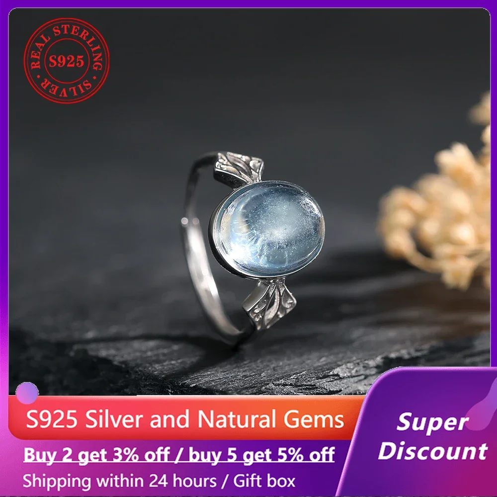 

Luxury 925 sterling silver crystal ring set with 10 * 12mm aquamarine gemstone for women, wedding jewelry gift size adjustable