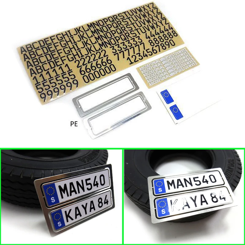 Ouka License Plate Decoration for 1/14 Tamiya RC Truck Trailer Tipper Scania MAN Benz Actros Volvo Car Diy Parts