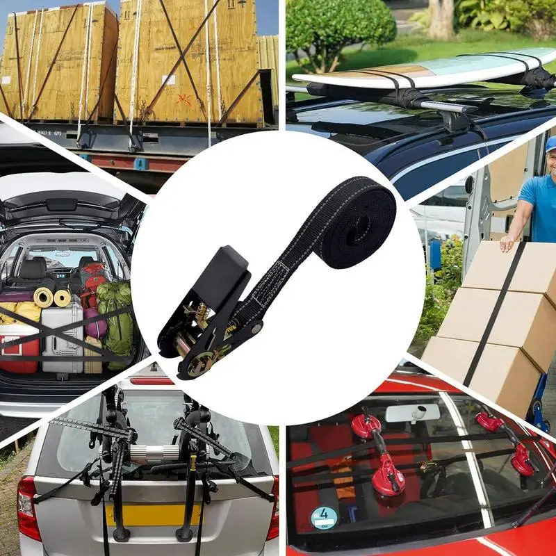 Ratchet Straps Tie Down Heavy Duty Adjustable Car Tie Down Reinforced Adjustable Axle Straps 1760lb Max Break Strength
