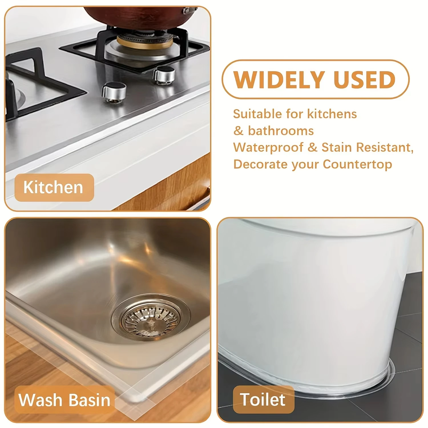 Strip Pita Penyegel Tahan Air Stiker Dinding Berperekat untuk Kamar Mandi Pancuran Mandi Segel Caulk Strip Wastafel Dapur Tahan Jamur