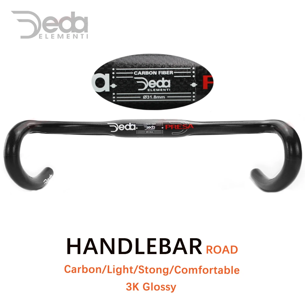 Deda 2023 New Bicycle Handlebar T800 Carbon Road Handlebar 31.8 mm 3K Glossy Oval Bike  Accessories Width 380~440MM