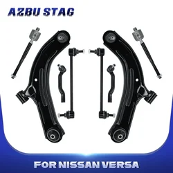 AzbuStag 8Pcs Front Lower Control Arm Tie Rod Suspension Kit for NISSAN VERSA CUBE 2007 2008 2009 2010- 2014 545001FU0A