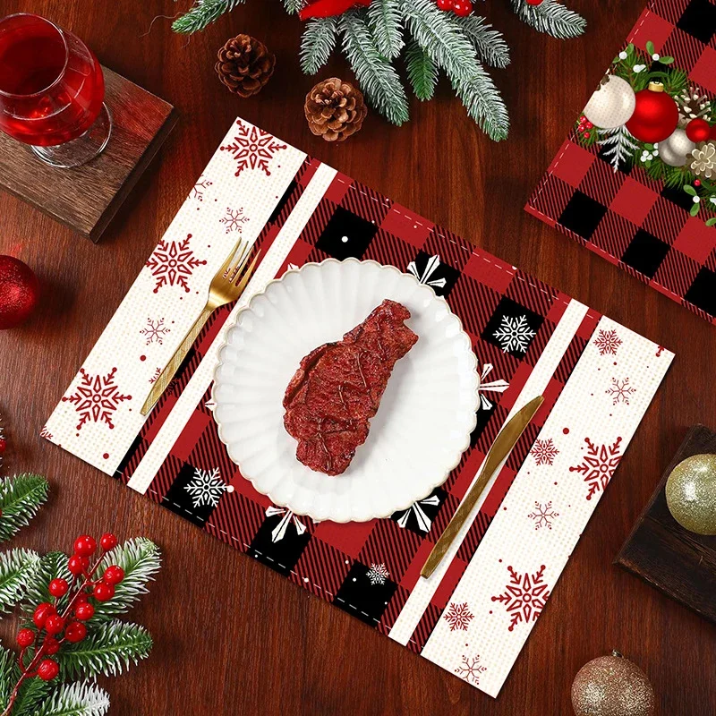 SDJ-CJD-G 2024 New Christmas Printed Placemat Cross-border Holiday Party Table Insulation Anti-fouling Table Mat