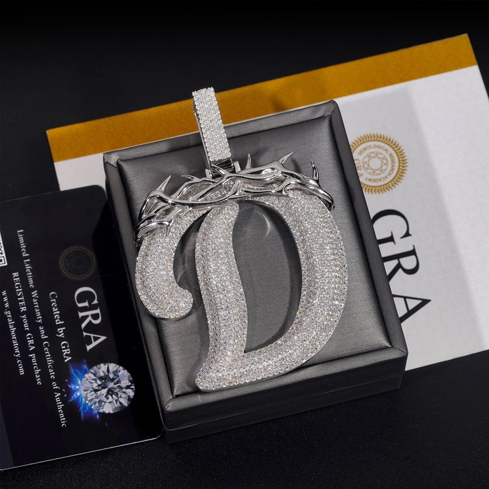 Personalizza lettera VVS Moissanite pendenti S925 argento ghiacciato per uomo donna gioielli Hip Hop passa Tester di diamanti con GRA