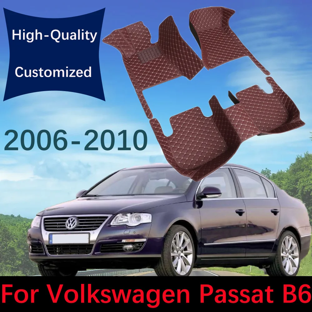 

Custom Leather Car Floor Mats For VW Volkswagen Passat B6 2006 2007 2008 2009 2010 Automobile Carpet Rugs Foot Pads