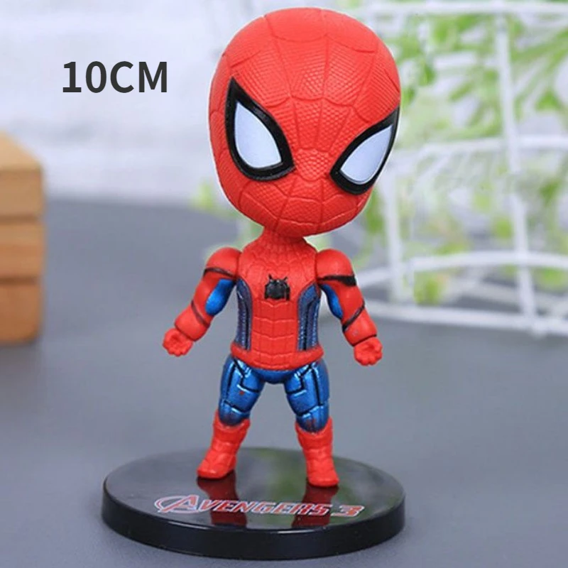 Figura de acción de los vengadores de Marvel para niños, adorno de coche de moda, versión Q, Spider Man, Iron Man, Capitán América