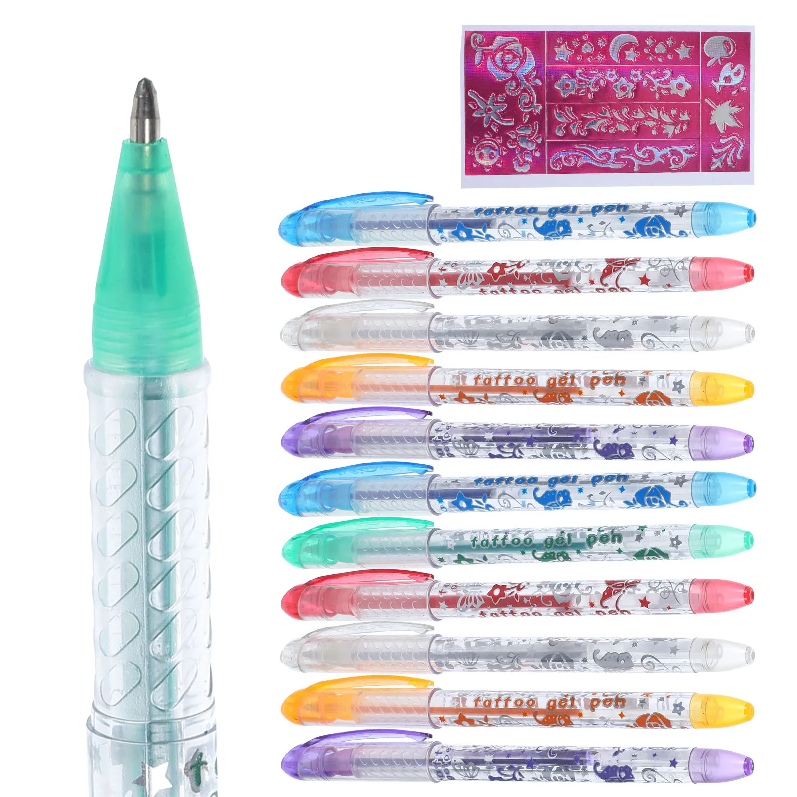 

12Pcs Tattoo Gel Pen Temporary Washable Skin Friendly Markers for Kids DIY Painting Drawing Adults Reliable Colorful