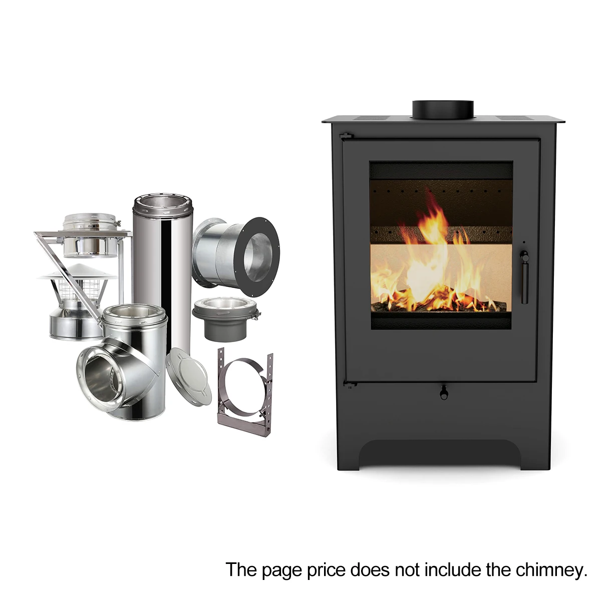 

Экологичная дровяная печь 5.5 кВт с КПД 84% для отопления помещений, компактная, с вторичной подачей воздуха