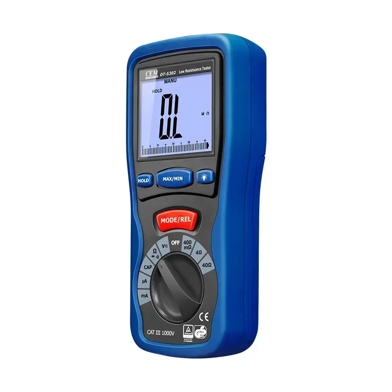 DT-5302 Low Resistance Tester Professional Digital Grounding Resistance Tester Insulation Tester Four-Wire Milliohm Meter