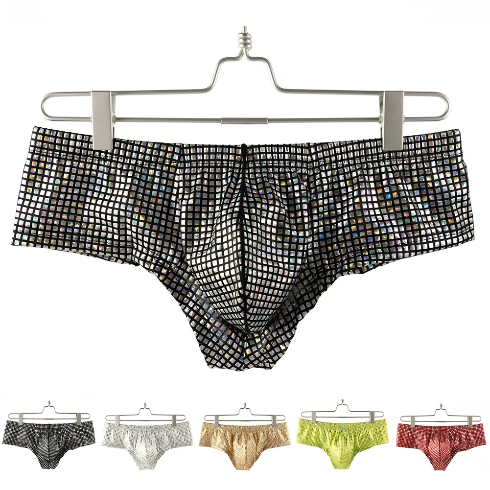 ش محدب الحقيبة الملابس الداخلية للرجال ، ملابس داخلية مثيرة ، جذوع لمعان ، شورت منخفض الخصر ، شورت مطاطي ، انتفاخ كيس الصفن الذكور