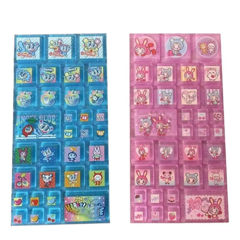 جديد Kawaii ديزني الملاك مربع الطوب ملصق الأزرق والوردي غرامة تألق ملصقات سماعة الهاتف حالة DIY الديكور الإبداعي #5