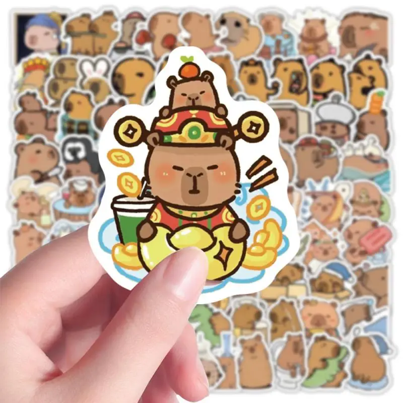 100pcs/set Cartoon Capybara Sticker Fun DIY Kid Toy Gift Decorative Decal Junk Journal Laptop Phone Luggage Bottle Waterproof
