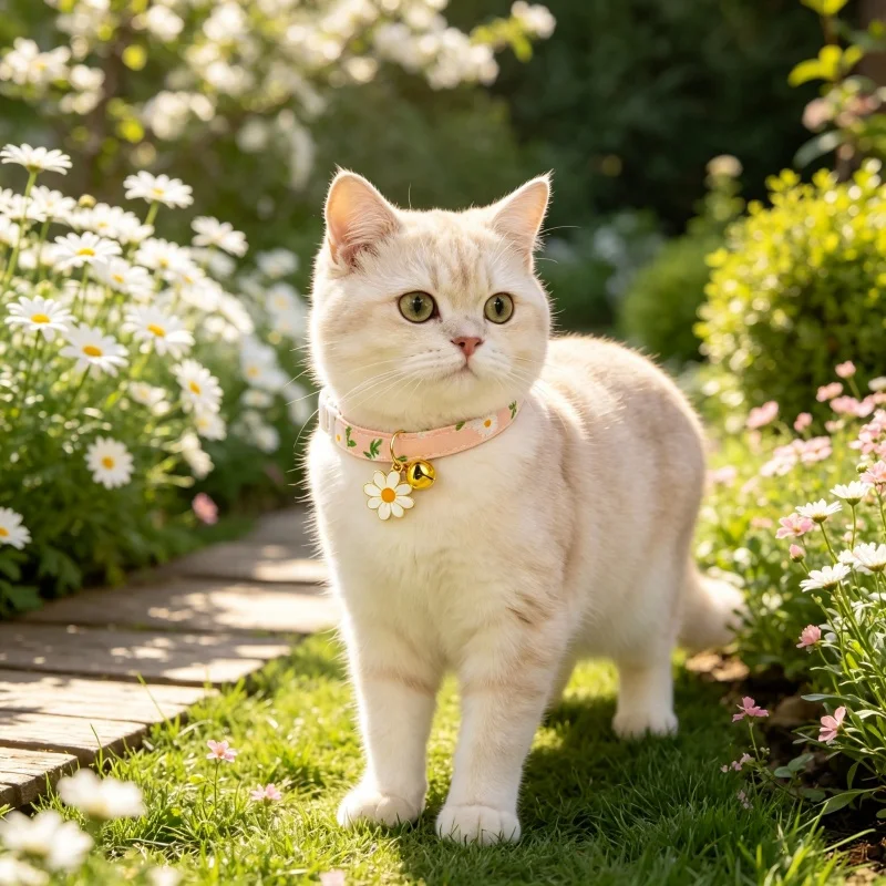 2 Pack Cotton Breakaway Cat Collar with Bell Pink Purple Flowers Pendant Cute Kitten Cat Collar Suitable For Girls And Boys