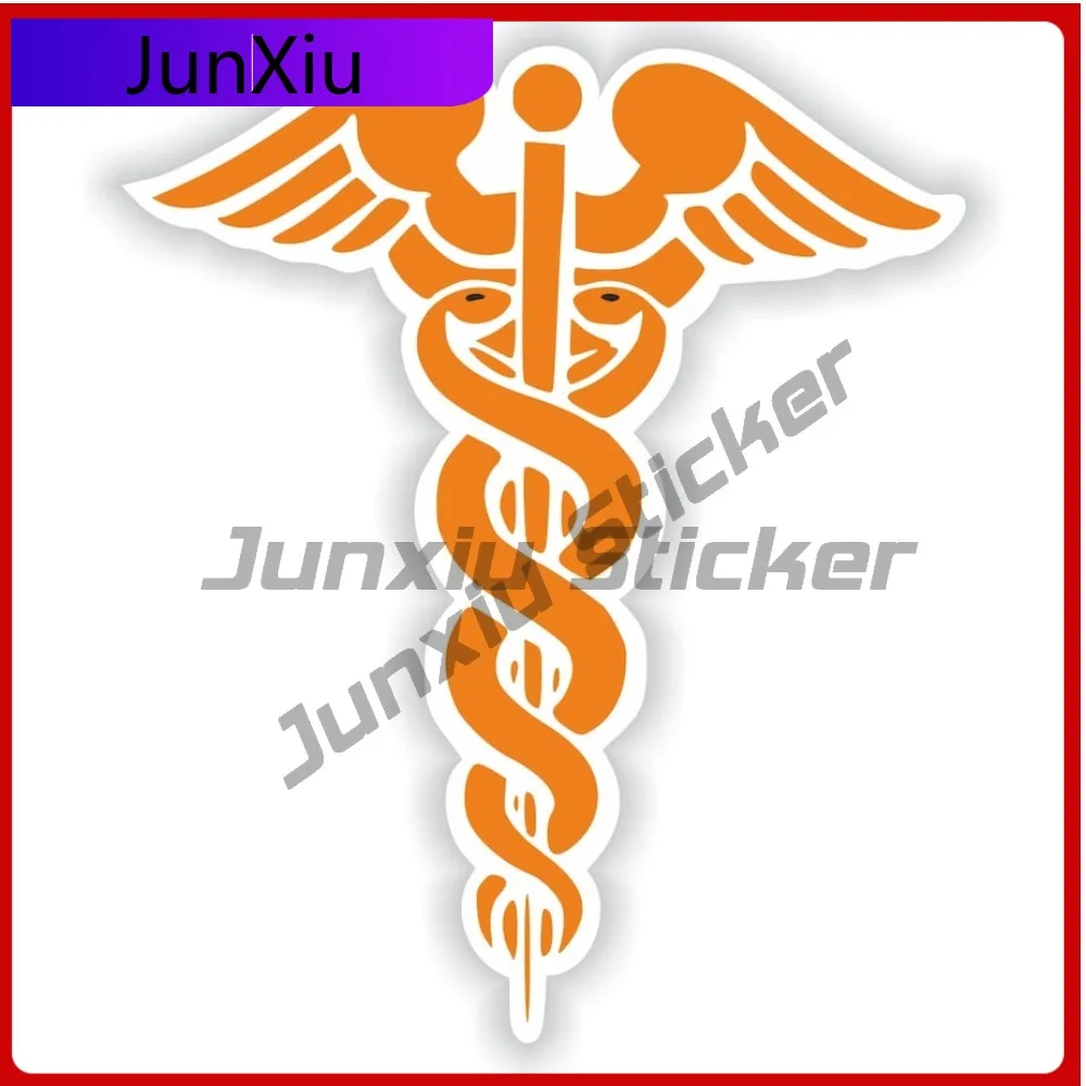 

Caduceus Orange Medical Pharmacy Doctor Unique Helmet SUV Scratch Cover Car Styling Vinyl Decal For Car Truck SUV Window Bumper