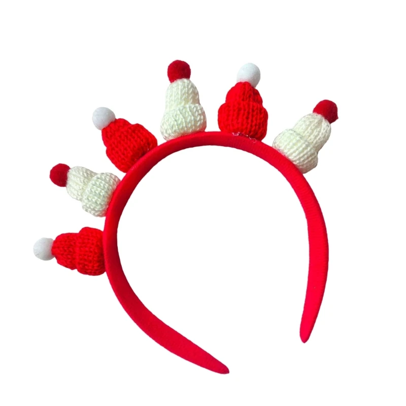 Colorful Christmas Santa Hat Headband Christmas Decorative Hairhoop New Year Festival Decors Family Gathering Headpiece