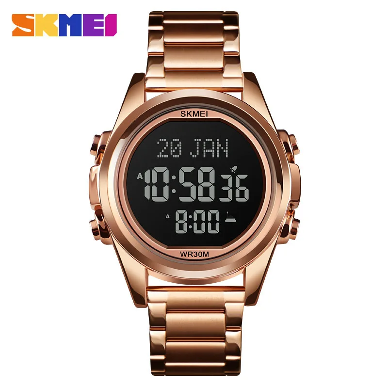SkmeiElectronic ساعة مؤشر الاتجاه ساعة متعددة الوظائف المرجعية ساعة تنبيه تذكير مضيئة مقاوم للماء الإلكترونية Watc
